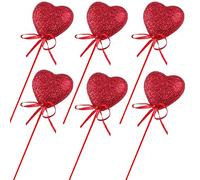 With Love Red Glitter Hearts on Sticks Set of 6 Valentines Decoration
