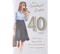 With Love To A Special Sister On Your 40th Birthday Card - Beautiful three fold card with verse