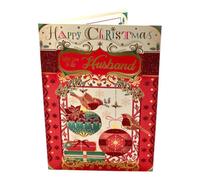 With Love To My Husband Birds On Baubles Design Christmas Card