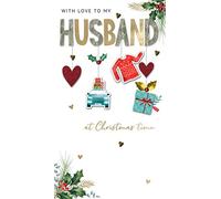 With Love To My Husband Embellished Christmas Card Hand-Finished Champagne Cards XCDC382