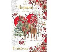 With Love To My Husband Lovely Reindeers Die Cut Heart Design Christmas Card