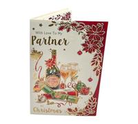 With Love To My Partner Festive Champagne & Ornaments Christmas Card