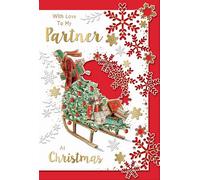 With Love To My Partner Gifts On Sleigh Design Christmas Card