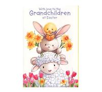 With love to the Grandchildren at Easter - Chick, Bunny and Lamb Easter Greeting Card