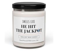 WITH MEMORIES-Funny Candle - Smells Like He Hit The Jackpot - 9oz 100% Natural Soy Wax, Gift for Husband, Boyfriend, Fiancé, Wedding Gift for Him, Valentine’s Day