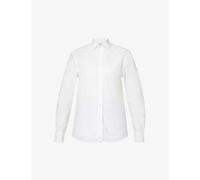 With Nothing Underneath Womens White the Boyfriend Long-sleeved Organic-cotton Shirt 10