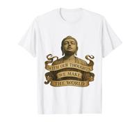 with Our Thoughts We Make the World - Buddha Quote - LOA Value Graphic T-Shirt, Men, White, L