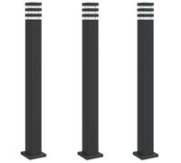 (with outlet, 110 cm/ 3 pcs) vidaXL Outdoor Floor Lamps with Sensors Pathway Standing Lamp Black Aluminium