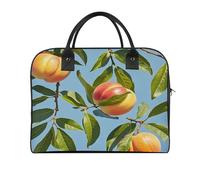 With Peach Leaves Laptop Tote Bag Casual Travel Handbag Multi Pocket Shoulder Bags for Work Travel