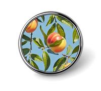With Peach Leaves Round Badge Personalized Metal Lapel Pin Badges Fit Clothing Bags Hat Humorous Printed Brooch Badge Party Decorations Accessories for Men Women