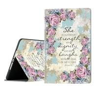 with Pencil Holder,Compatible for Apple ipad 10th Generation Case 10.9 Inch,Adjustable Non-Slip Folio Protective Tablet Cover,Bible Verses Proverbs 31:25,Pink Flower