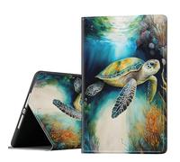 with Pencil Holder,Compatible for Apple ipad 9th 8th 7th Generation Case 10.2 Inch,Adjustable Non-Slip Folio Protective Tablet Cover,Sea Turtle