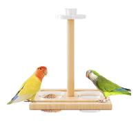 with Perch for Birds - Drinker and for Cage, Wooden Hanger for Nymphs with Feeding Cups - for Parakeets, Parrots, Parrots, Lovebirds, Finches, Cockatiels