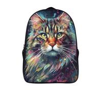 with pockets cat travel backpack 3d print funny cool animal portraits ergonomics bag firm two compartment daypacks-16inch, school rucksack for camping or work