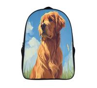 with pockets golden retriever laptop backpack 3d printing funny cool animal fashion school bag firm two compartment casual daypack-16, travel rucksack for students/adults