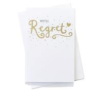With Regret Card White Card With Gold Foil Writing And A Gold Heart. Multi-Use Card.