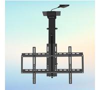 With Remote Control Motorized Ceiling TV Mount, Hanging TV Mount Bracket, Electric TV Lift And Memory Setting, for 32" - 75" TVs Up To 50kg/132lbs,Black