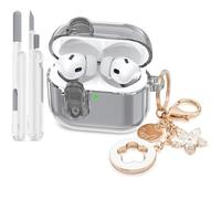 (with Safety Lock) Clear Case for Cute Apple Airpods Pro 3 Cases 2025 Women, VISOOM Soft TPU Air pods Pro3 Gen Cases iPods Pro3 Earbuds Case Bling Keychain & Cleaning Kit for Airpod iPod Pro 3rd Gen