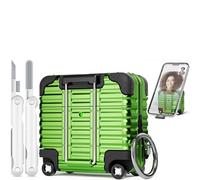 with Safety Lock for AirPods 4 Case 2024 with Cleaner Kit,Cute Funny Suitcase Design AirPods 4th Generation Case,Sturdy Hard PC Full Protection Cover for Women Men with Keychain (Green)