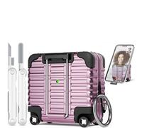 with Safety Lock for AirPods 4 Case 2024 with Cleaner Kit,Cute Funny Suitcase Design AirPods 4th Generation Case,Sturdy Hard PC Full Protection Cover for Women Men with Keychain(Purple)