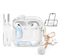 with Safety Lock for Airpods Pro 2 Case Cover,Clear Cases with Phone Stand & Cleaning Kit,Soft TPU Cover for AirPods Pro 2nd 1st Generation Case,Cute Bling Keychain for Women Girls-Clear Glitter