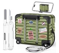 with Safety Lock for AirPods Pro 2nd/1st Generation Case Cover with Cleaner kit,Cute Funny Suitcase Design AirPods Pro 2 Charging Case,Full Protection Cover for Women Men with Keychain-Cedar Green