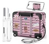 with Safety Lock for AirPods Pro 2nd/1st Generation Case Cover with Cleaner kit,Cute Funny Suitcase Design AirPods Pro 2 Charging Case,Hard PC Full Protection Cover for Women Men with Keychain-Purple