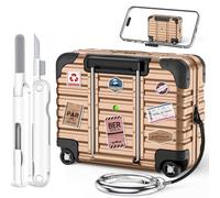 with Safety Lock for AirPods Pro 2nd/1st Generation Case Cover with Cleaner kit,Cute Funny Suitcase Design AirPods Pro 2 Case,Hard PC Full Protection Cover for Women Men with Keychain-Rose Gold