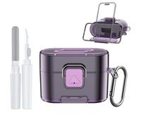 [with Safety Lock] for Sony WF-1000XM6 Case Cover, Soft TPU Clear Protective Earbuds Case with Cleaning Kit & Carabiner, Wireless Charging Headphone Accessories for Men Women(Clear Purple)