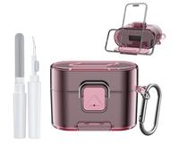 [with Safety Lock] for Sony WF-1000XM6 Case Cover, Soft TPU Clear Protective Earbuds Case with Cleaning Kit & Carabiner, Wireless Charging Headphone Accessories for Men Women(Clear Pink)