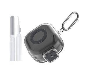 [with Safety Lock] POZCIS for Sony LinkBuds Clip (WF-LC900) Case Cover, Clear Soft TPU Protective Earbuds Case Cleaning Kit & Carabiner Accessories Set(Clear)