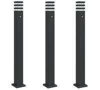(with sensor, 110 cm/ 3 pcs) vidaXL Outdoor Floor Lamps with Sensors Pathway Standing Lamp Black Aluminium