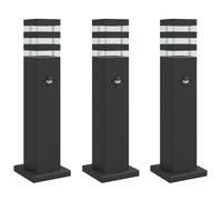 (with sensor, 50 cm/ 3 pcs) vidaXL Outdoor Floor Lamps with Sensors Pathway Standing Lamp Black Aluminium