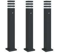 (with sensor, 80 cm/ 3 pcs) vidaXL Outdoor Floor Lamps with Sensors Pathway Standing Lamp Black Aluminium