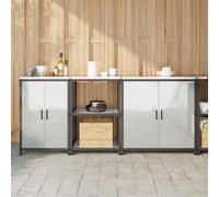 with Shelf Other with Storage with Door 3 pcs Galvanised steel Berkfield Home Silver One Size