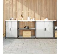 with Shelf Other with Storage with Door 3 pcs Galvanised steel Berkfield Home Silver One Size
