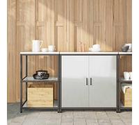 with Shelf with Storage with Door Adjustable 2 pcs Galvanised steel Berkfield Home Silver One Size