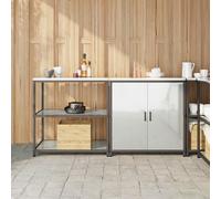 with Shelf with Storage with Door Adjustable 2 pcs Galvanised steel Berkfield Home Silver One Size