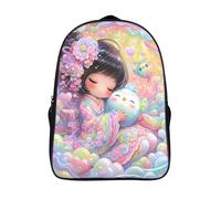 with side mesh pouch girl two compartment casual backpack 3d printed cool hug the little bird large capacity bag sturdy travel daypack-16inch,suitable for ages 12 and over travel rucksack