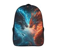with side mesh pouch ice and fire dragon casual backpack 3d printed cool yin-yang art large capacity bag firm two compartment laptop daypack-16inch, travel rucksack for students/adults