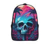 with side mesh pouch neon landscape laptop backpack 3d prints cool skeleton fashion school bag firm two compartment fashion daypack-16inch, travel rucksack party camping travel