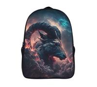 with side mesh pouch ram's head laptop backpack 3d prints cool myth two compartment cute cartoon bag firm laptop daypack-16inch,school rucksack for boys girls