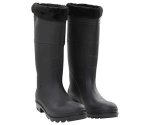 (with socks, 44) vidaXL Rian Boots Waterproof Wellies Wellingtons Boots Garden Shoes Black PVC