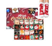with Socks for Christmas - Polyester 37x25x5CM | 24 Days Countdown with 12 Pairs of Socks, Comfortable and Festive | For Teens Women Men During