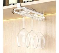 with Steel Wine Red Rack for Under-Cabinet Hanging Wine - Inverted Design Glass Curved Cup Slots Rust-Proof Fits Stainless Storage for Champagne Cocktail Glasses (31 x 10.5 x 5 cm)(Black)