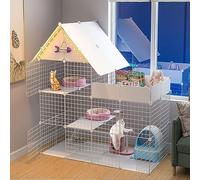 With Storage Cat Cage, Large Cage, Diy Cat Cage, Large Cat Cage Indoor Cat Fence Is Removable, Black And White Two Colors are Available, Size 147x146x75cm (Size : White 146x147x75cm) (White 146x