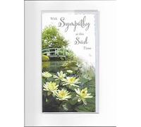 with Sympathy at This Sad Time. Bridge Over Lilly Pond Design Sympathy Card by Jonny Javelin