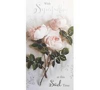 with Sympathy at This Sad Time. Pink Rose Design Sympathy Card by Jonny Javelin