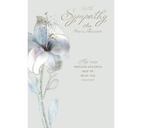 With Sympathy Condolence Card - Green with White Lily and Gold Foil 7.5x5.25"