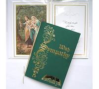 WITH SYMPATHY Deluxe Catholic Mass Card Holy Family 2166 GREEN
